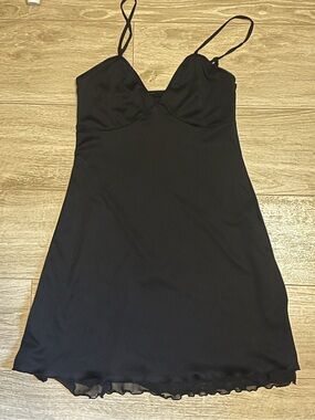 Black Slip Dress with Spaghetti Straps